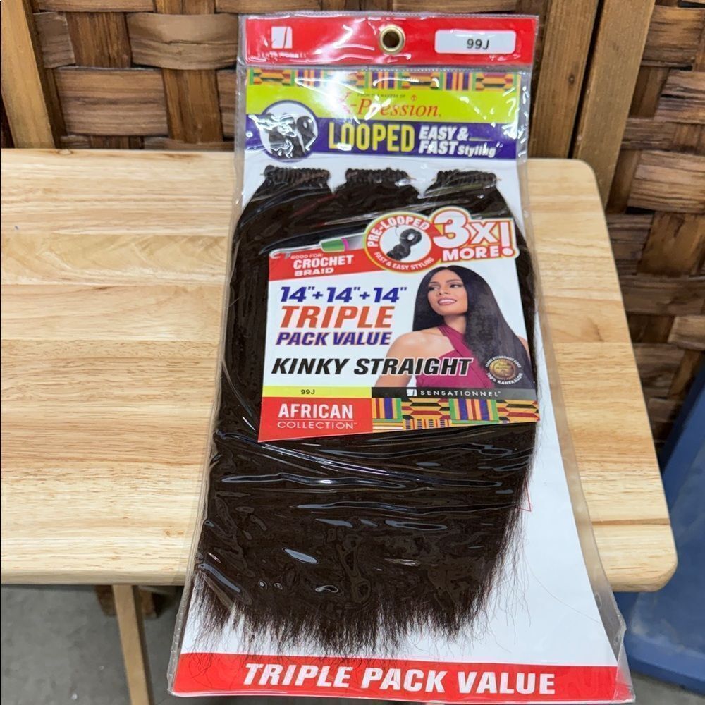 X-Pression African Collection Kinky Straight Hair - Black Red